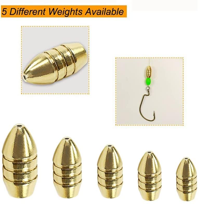 SUNGOOYUE 46pcs Kit Di Zavorre In Ottone Da Pesca In Ottone, Kit Di Pesi Per Esche Artificiali Da Pesca Con Scatola Per Pesca Di Spigole In Acqua Dolce - 2