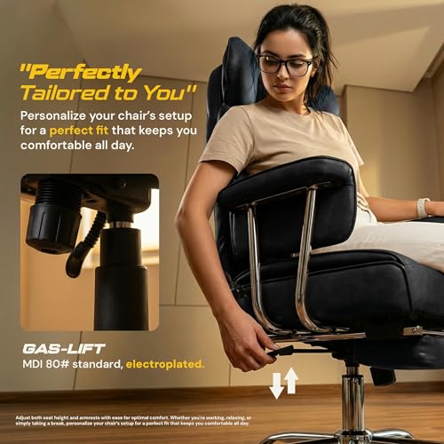 Image of DROGO Monarch-X Massage Office Chair with Vibration & Heat | Big and Tall Ergonomic Executive Computer Chair with PU Leather & 150Reclining | Gaming Chair with Spacious Cushion Seat & Footrest(Black)