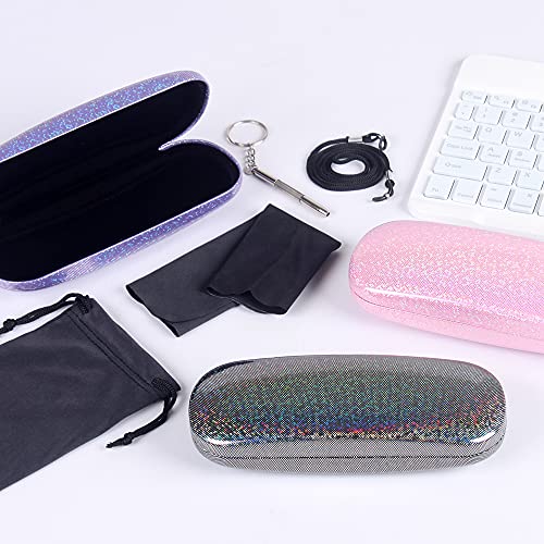 Image of ADBGV 3Pcs Unisex Hard Shell Eyeglasses Cases, Protective Case For Glasses,Sunglasses Case with Cleaning Cloth