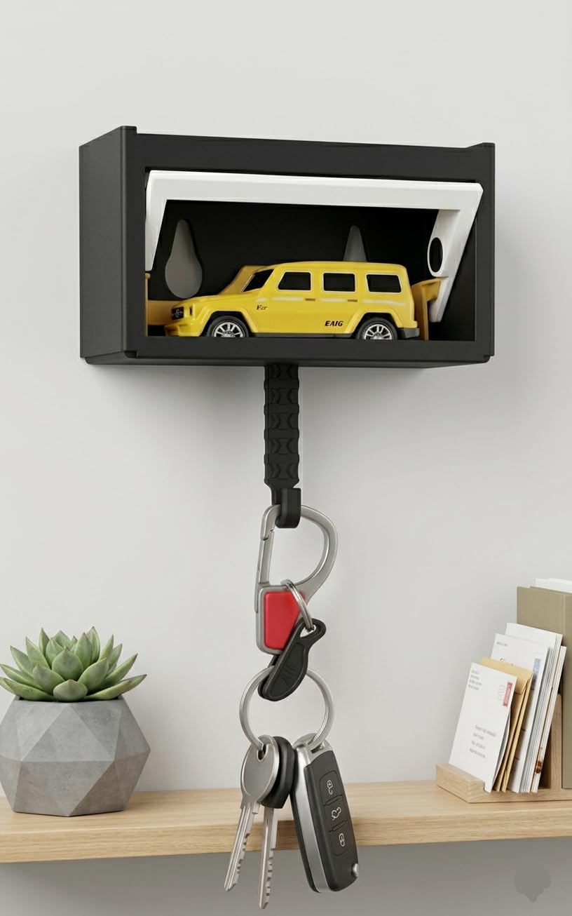 Car Key Holder, Wall Mounted Garage Style, Toy Car Display with Key Hook-image-31