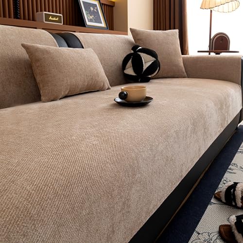 LLIDDAMES Fundas Sofas 3 y 2 plazas Ajustables,Cubre Sofas Protector Sofa Lavables Forros para Sofa con Base Antideslizante Funda de Sofá para Asient(Coffee 1,90 * 180cm)