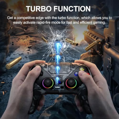 Image of Gamrombo for PS5 Controller, Wireless Controller for PlayStation 5, PS5 Slim /Pro & PC, with 9 Colors RGB Light, Dual Vibration, Turbo, Programmable, 3.5mm Audio Jack & Speaker