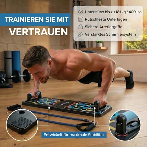 BODY & MIND® Liegestützbrett faltbar - 20in1 Push Up Board mit Bändern – Ansicht 3