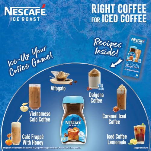 Image of NESCAFE Ice Roast Coffee Powder with Frosty Glass And Recipe Book, 90g