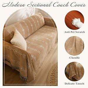 VClife Boho Couch Cover Soft Chenille Couch Cover for 3 Cushion Couch Sofa Anti-Slip Thick Khaki White Herringbone Plaid Sectional Sofa Cover Washable Sofa Slipcover for Dog Furniture Protector Cover VClife Boho Couch Cover Soft Chenille Couch Cover for 3 Cushion Couch Sofa Anti Slip Thick Khaki White Herringbone Plaid Sectional Sofa Cover Washable Sofa Slipcover for Dog Furniture Protector Cover