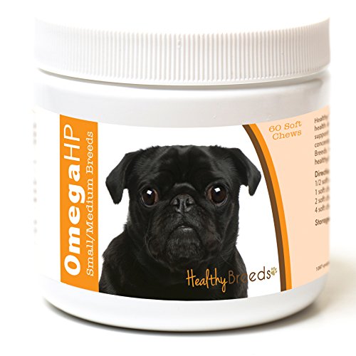 Image of Healthy Breeds Pug Omega HP Fatty Acid Skin and Coat Support Soft Chews 60 Count