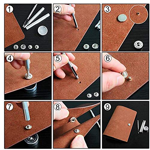 Liuer Bottoni in Metallo,100 Set 10 Colori Kit