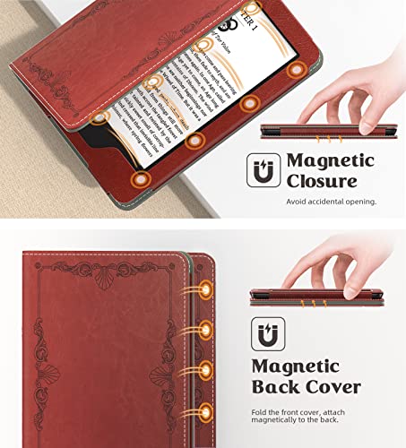 Image of MoKo Case Fits All-new 6 inch Kindle(11th Generation, 2024 /2022 Release) / Kindle(10th Gen,2019) /Kindle(8th Gen, 2016), Ultra Lightweight PU Shell Cover with Auto Wake /Sleep for Kindle 2024, Vintage Style