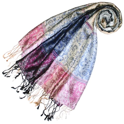 Foulard jacquard 100% soie Lorenzo Cana rose, pashmina de luxe tissé main