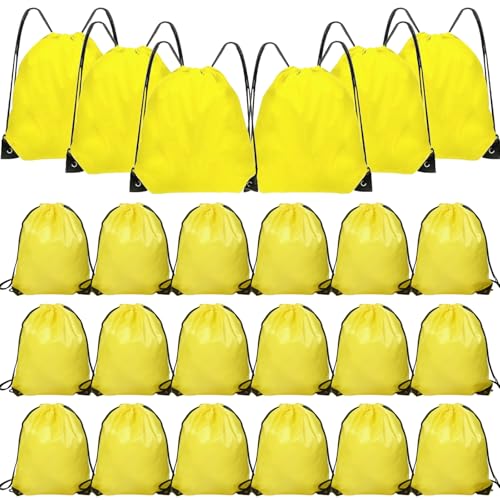 Drawstring Backpack 24PCS Bulk String Backpack Drawstring Bags Sport Gym Cinch Bag Sackpack for Women Men (Yellow 24PCS)