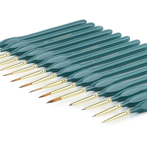 Image of Transon Extra Fine Tip Detail Brushes 15Pcs for Model Miniature Painting and Acrylic Watercolor Painting