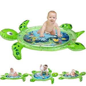 gebra Inflatable Tummy Time Water Mat Sea Turtle Shape Infants & Toddlers Play Mat Toy, Fun Play Activity Center Your…