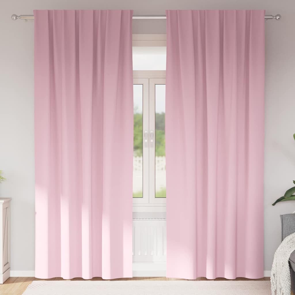 Cortinas opacas con anillas rosa bebé, 225 x 140 cm, 2 unidades, poliéster, con 4 opciones para colgar, para salón, dormitorio y oficina