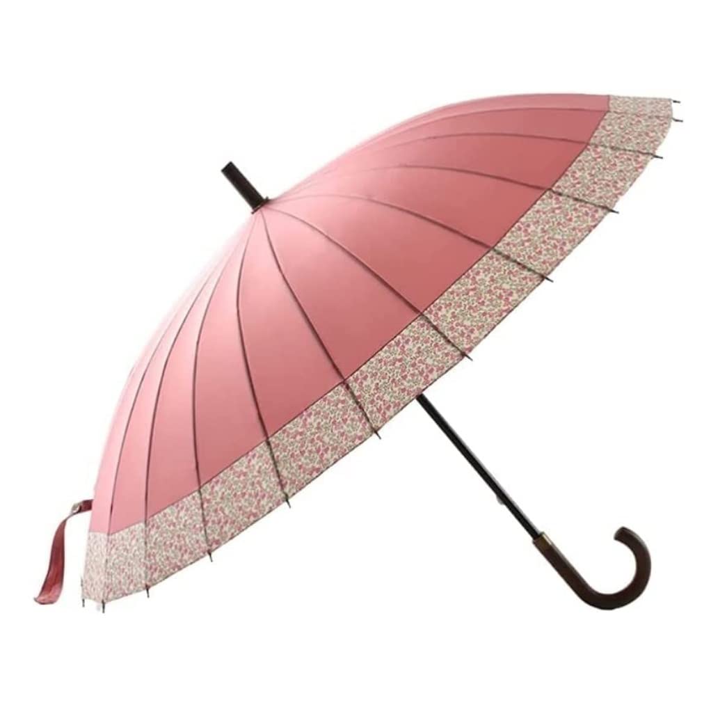 Beschichtung Gegen Winddichter Großer Golfschirm Mit Hakengriff, Tragbarer Kirschblüten-Überdachungsschirm Windsicher Leicht Klassisch(Pink)