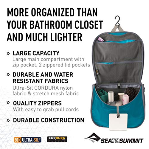 Image of Sea to Summit Large Hanging Toiletry Bag, Travel Organizer for Men and Women, Pacific Blue