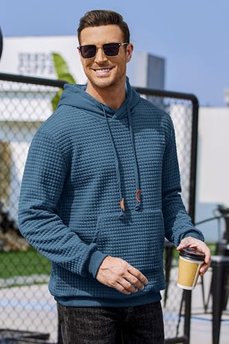 COOFANDY Mens Hoodies Sweatshirts Long Sleeve Fashion Waffle Knit Pullover Hoodie with Pocket2