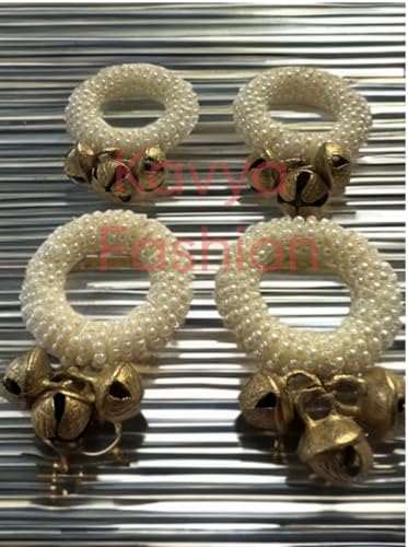 Image of Pooja Aarti Brass Ghungroo Kadi Fingers for Puja Aarti Hand Finger Clapping Ring Cymbals Pooja Bhajan Set Pair Musical Instrument - 12 Rings (Set of 12)