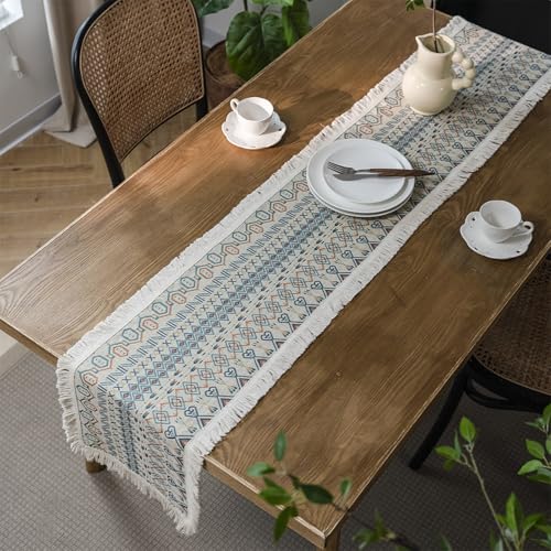 Chemin de table jacquard coton lin anti-pli géométrique 30cm - 4