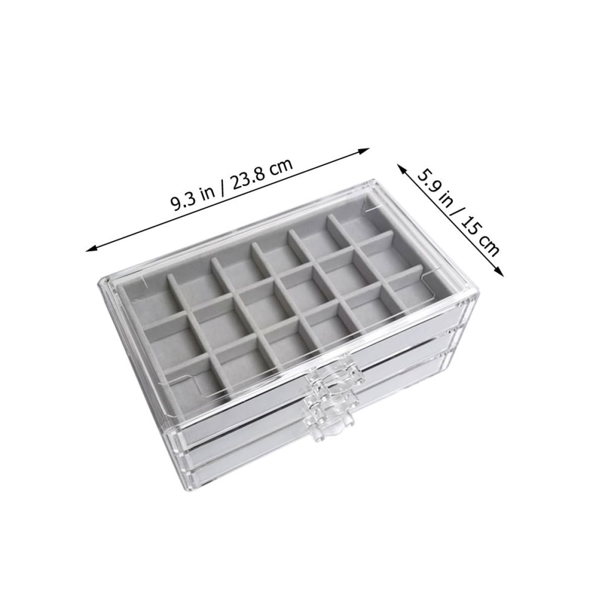 Organizador de Joyas de Acrílico Multicapa, Caja de Almacenamiento de Terciopelo Gris 3 Niveles y 54 Compartimentos, Contenedor Compacto para Collares, Pendientes y Anillos,