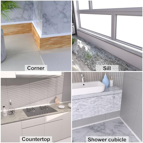 3/4 Inch Flexible Quarter Round Molding, Peel and Stick Rubber Floor Trim, Quarter Round Trim with 3m Tape, Self-Adhesive Bathtub Trim Molding(White, 480Inch) by Risunpet - Image 6