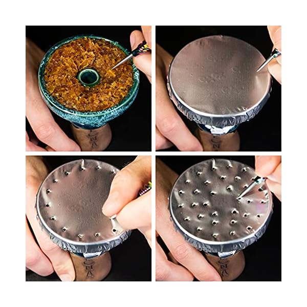 Premium Shisha Stecher Gabel Besteck Set Inklusive Tabaksieb und Leder Tasche - Tabakgabel und Lochstecher in einem (2… – Bild 4
