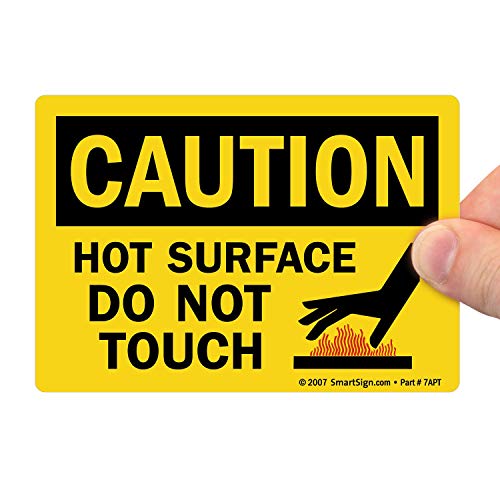 SmartSign - U9-1794-ND_3.5x5 Adhesive Vinyl OSHA Safety Sign, Legend Caution: Hot Surface Do Not Touch , 3.5 high x 5 wide, Black on Yellow