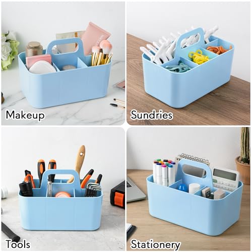 Image of Tiawudi Multipurpose Caddy Organizer, Plastic Caddy with Handle, Stackable Desk Organizer for Stationery, Marker and Pencil, Office Supplies Organizer, Dorm Caddy