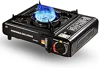 Fogareiro Fogão a Gás Portátil com Ignição Eletrônica - Aço Esmaltado, Chama Regulável e Maleta - Ideal para Camping, Viagens e Uso Externo
