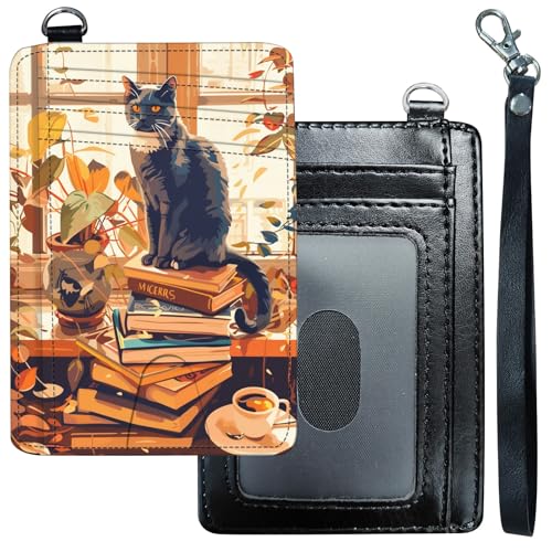 DHYYDSQZ Slim Minimalist Wallet for Men Women Small Credit Card Holder Wallet Front Pocket RFID Blocking Wallets Travel Thin Card Case with ID Window Card Organizer & Wristlet,Cat Art Watercolour