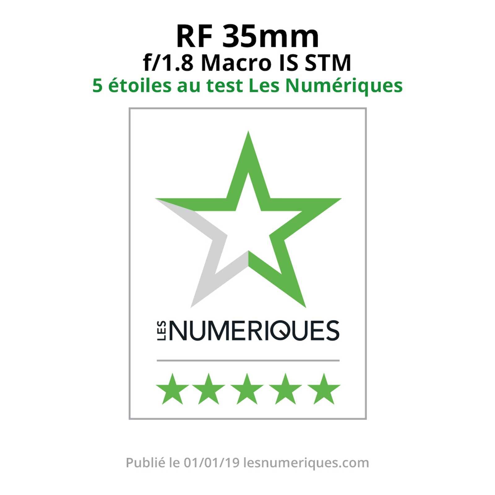 Objectif Canon RF 35 mm F1.8 Macro is STM, Grand-Angle, stabilisateur d'image Optique 5 Vitesses, Photo Rue, Voyage, Macro, Compatible Canon EOS R