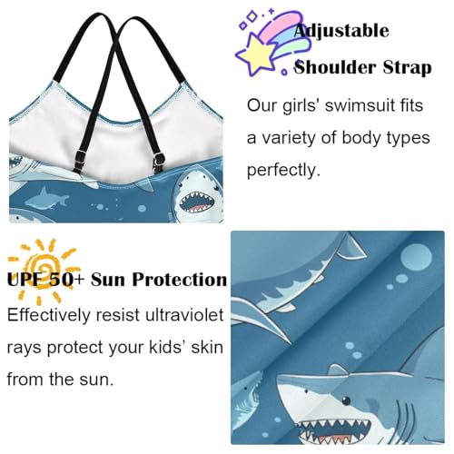 Image of Girls One Pieces Swimsuit Cute Beach Swimwear with Adjustable Strap 3-10 Years