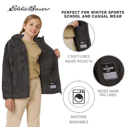 Image of Eddie Bauer Girls' Quest Plush High Pile Faux Sherpa Hooded Jacket
