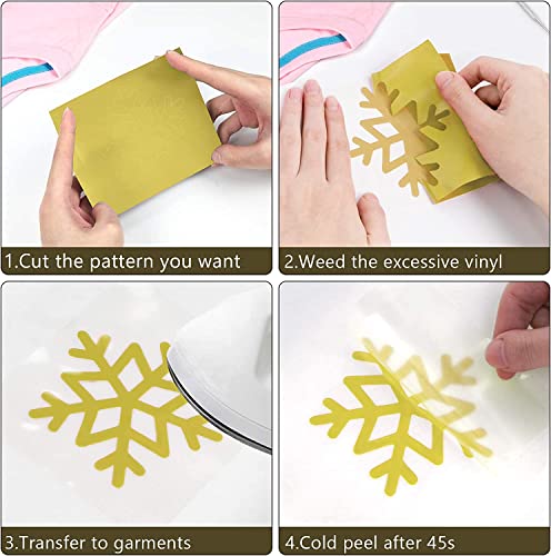 Image of HTVRONT HTV Vinyl Rolls Heat Transfer Vinyl - 12 inch x 20ft Gold HTV for Shirts, Iron on Vinyl for All Cutting Machines - Easy to Cut & Weed for DIY Heat Transfer Design (Gold)