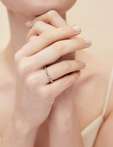 Miniatura 4 de EAMTI - Anillo de nudo celta de plata esterlina 925, entrecruzado sencillo, símbolo de infinito, anillo de boda para mujer, tamaño 4-12