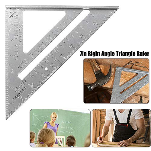 MZY1188 Regla Triangular de aleación de Aluminio de 7 '' 0-90 °, Regla métrica Herramienta de medición de Alta precisión de Velocidad Cuadrada para Ingeniero Carpintero