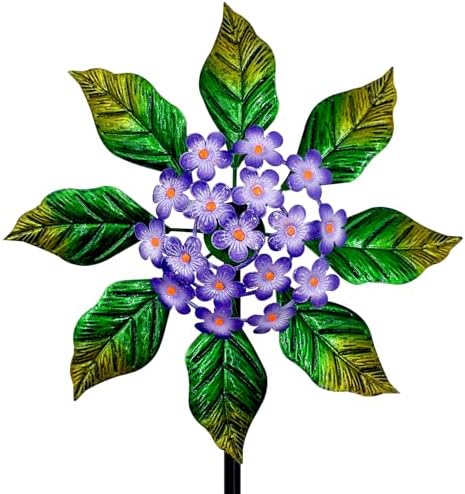 Glow-in-Dark Metal Wind Spinner for Yard and Garden, Outdoor Luminous Wind Spinners Yard Art Garden Decor (13.4