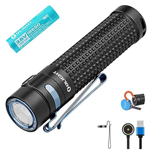 Olight S2R II Lampe de Poche 1150 Lumens / 135 Mètres Chalumeaux Portables Rechargeables Magnétiques SST-40 CW LED LED USB Torche, avec Batterie 18650 + Compartiment des piles BanTac