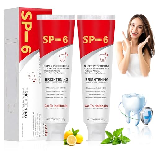 2 Pezzi SP-6 Dentifricio Sbiancante Probiotico, Dentifricio Probiotico SP-6 Toothpaste, Probiotic Brightening Toothpaste, Pulisce in Profondità, Rinfresca L'alito, Rimuove le Macchie dai Denti (2)