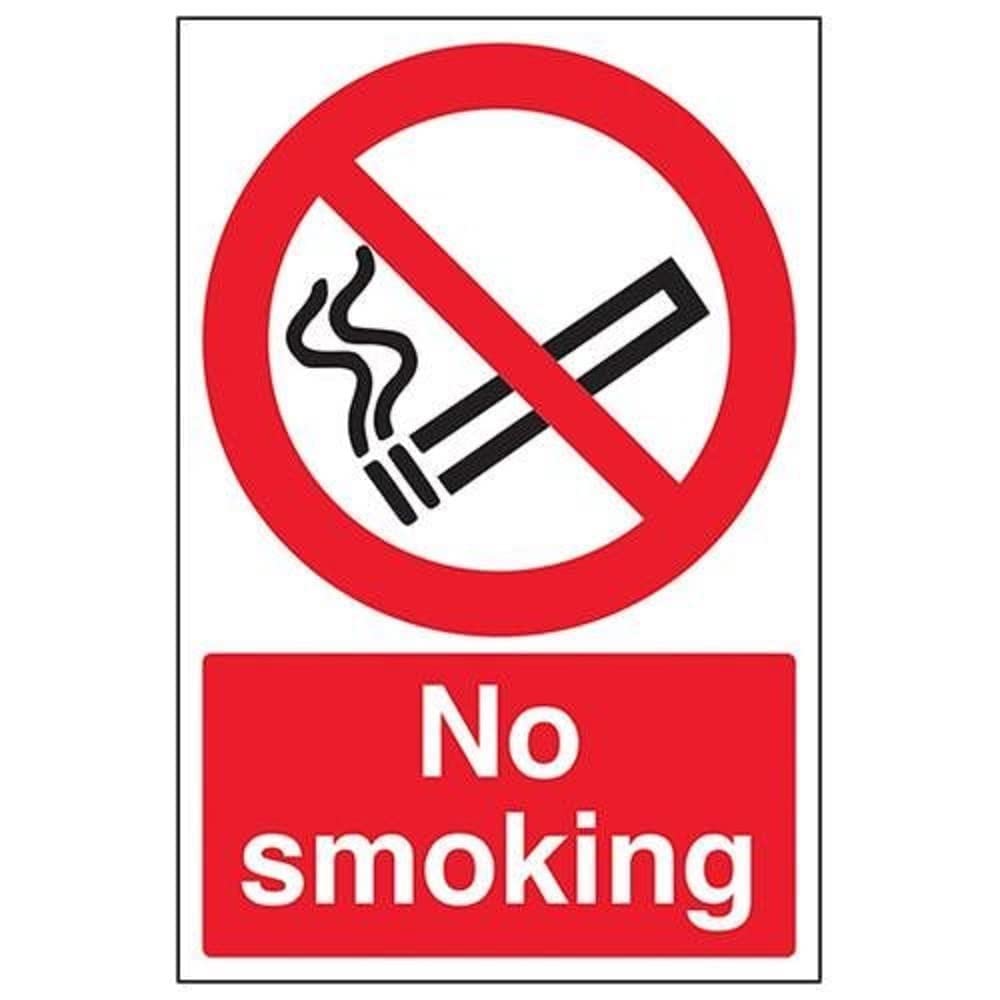 VSafety No Smoking Prohibition Sign - Portrait - 200mm x 300mm - 1mm Rigid Plastic