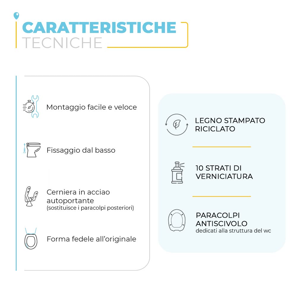 Copriwc sedile coprivaso Colibri 2 Pozzi Ginori, legno con cerniere acciaio, compatibile dedicato Bianco