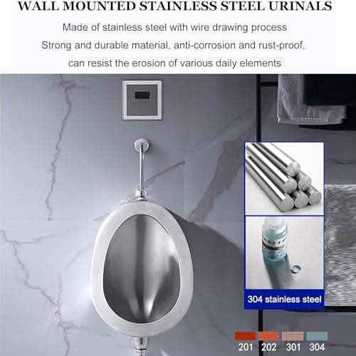 Urinario con sensor inteligente y diseño antisalpicaduras de acero 4