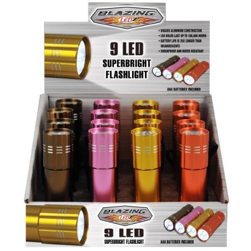Blazing Ledz 302508 Blazing 9 Led Suberbright Flashlight Assorted Colors