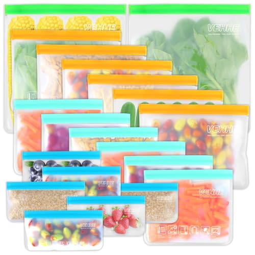 VEHHE Reusable Food Storage Bags - Pack of 20