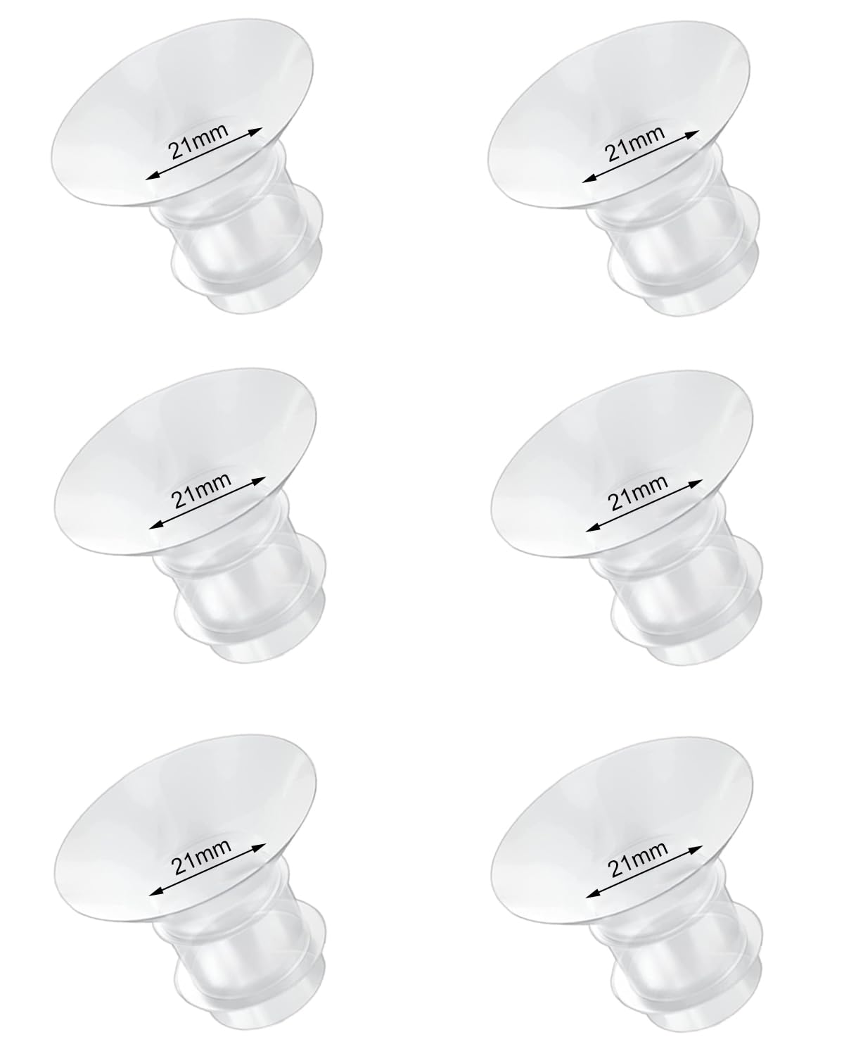 Flange Inserts 21mm 6PCS Compatible with Momcozy/Medela/eufy/Spectra/Medela/TSRETE/Lansinoh Wearable Breast Pump, for The Most 24mm Shield/Flange Pump, Reduce 24mm Tunnel Down to Correct Size