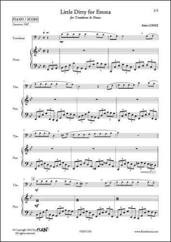 PARTITION CLASSIQUE - Little Ditty for Emma - A. LOPEZ - Trombone et Piano