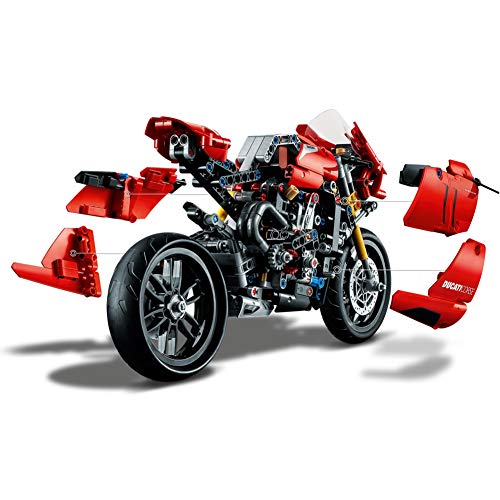 LEGO 42107 Technic Ducati Panigale V4 R, Moto de Juguete Roja, Maqueta para Construir, Idea de Regalo para Niños de 10 Años
