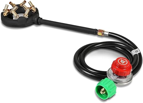 CONCORD Quemador de chorro de hierro fundido de propano único para exteriores con puntas de llama de latón (JET 10)