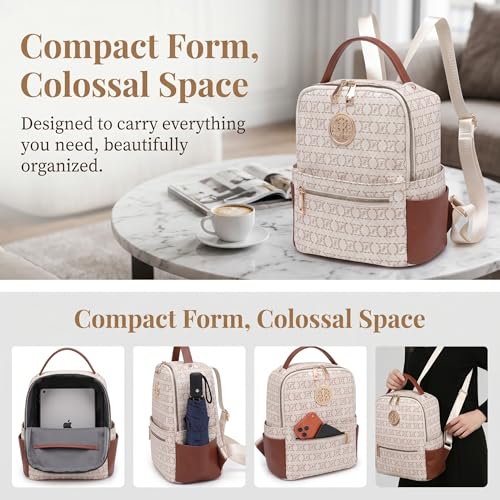 Image of JULIE FERRARO Small Backpack Purse for Ladies Women Fashion Multi Pockets Daypacks with Front Zip Pocket