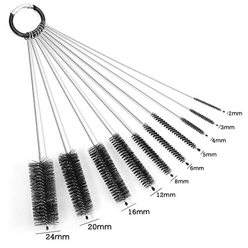 8.2 Inches Nylon Tube Brush Set, Nylon Bottle Cleaning Brush Set, 10 Pieces Variety Pack For Glasses Drinking Straws, Keyboards, Jewelry Cleaning, Antistatic Brushes, Pipe Cleaning Brushes (Set Of 10) #TOP2