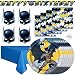 Batman Party Supplies for 16 - Plates, Napkins, Cups, Straws, Table Cover, Masks, Happy Birthday Banner, Balloons, Temporary Tattoos - Great Decorative Birthday Set